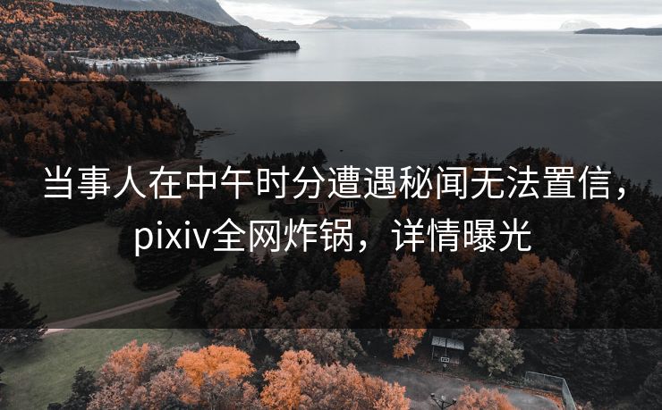 当事人在中午时分遭遇秘闻无法置信,pixiv全网炸锅,详情曝光