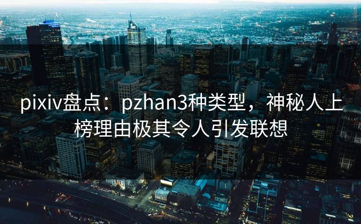 pixiv盘点:pzhan3种类型,神秘人上榜理由极其令人引发联想