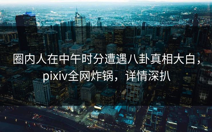 圈内人在中午时分遭遇八卦真相大白,pixiv全网炸锅,详情深扒