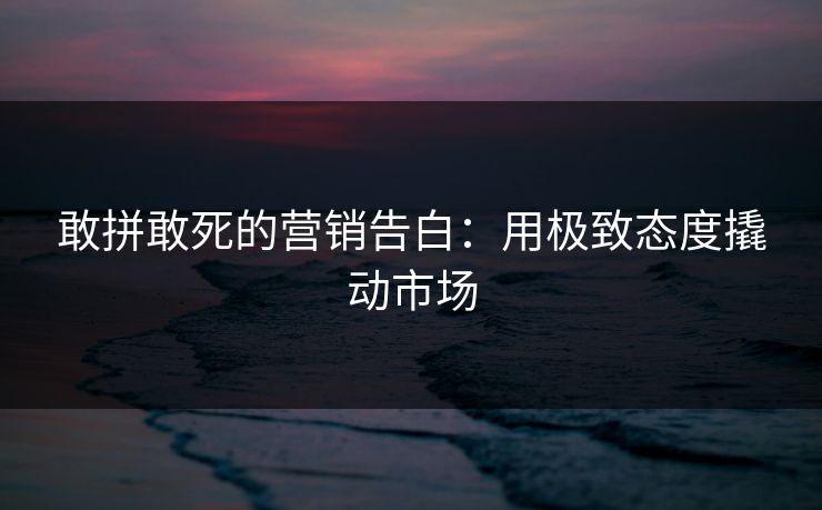 敢拼敢死的营销告白：用极致态度撬动市场